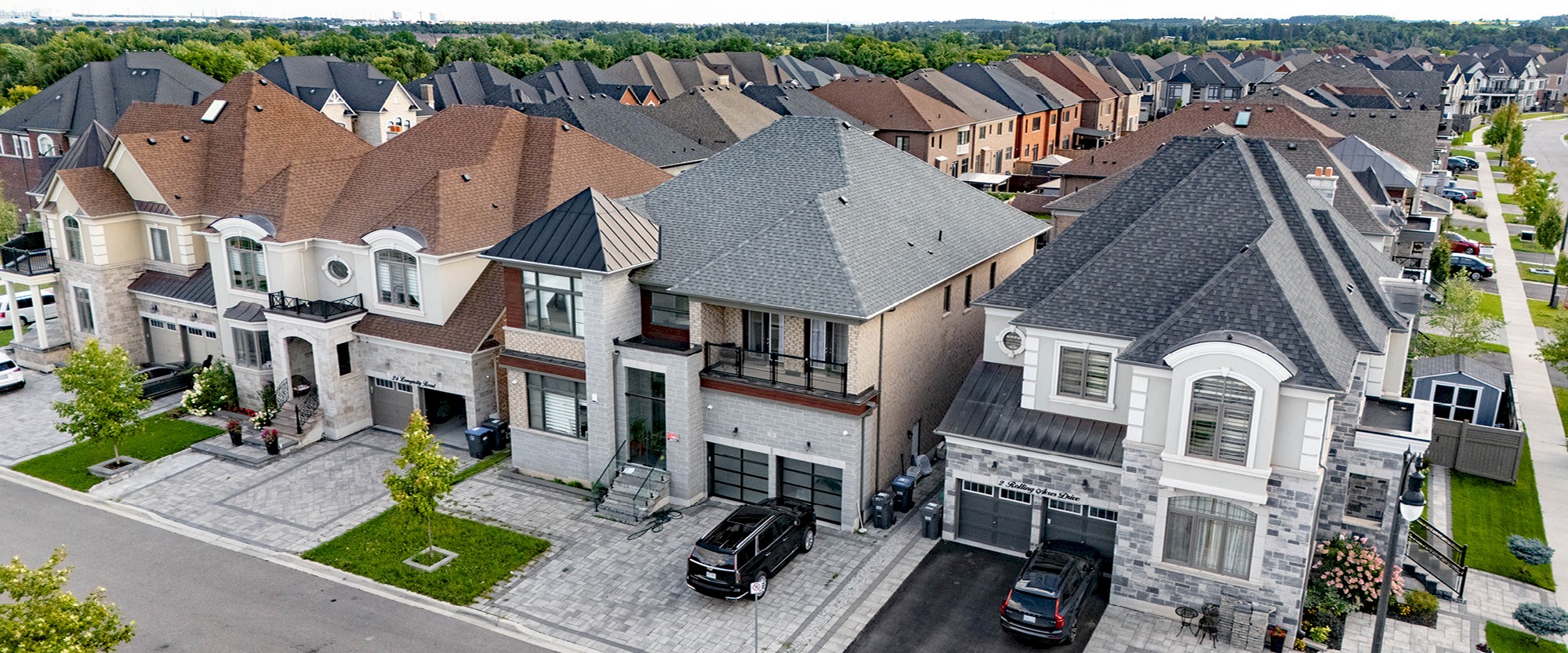 Rooftop image of homes.