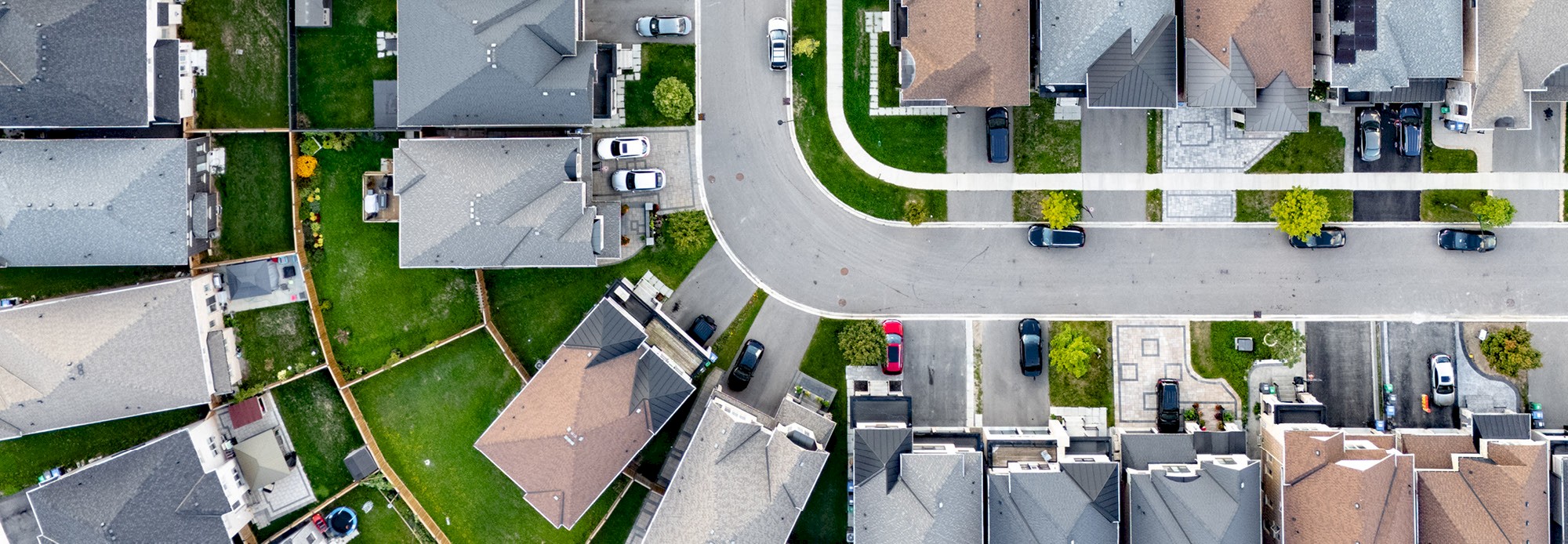 Overhead view of homes.
